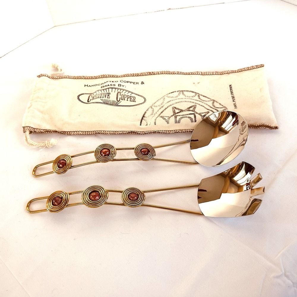 Creative Copper Handcrafted in South Africa Serving Fork and Spoon Never Used